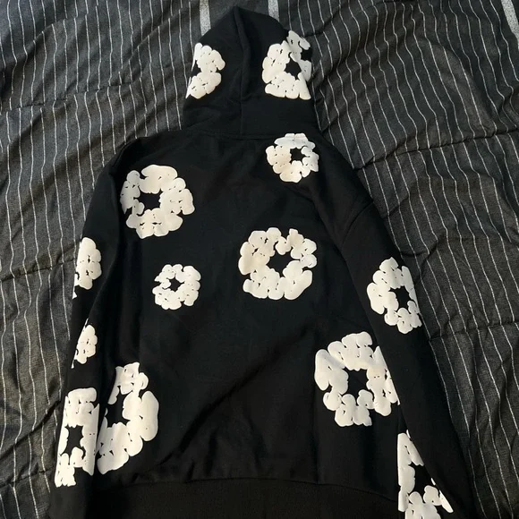 Denim Tears Black Hoodie with White Print